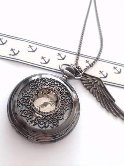 Pocket watch locket on sale necklace